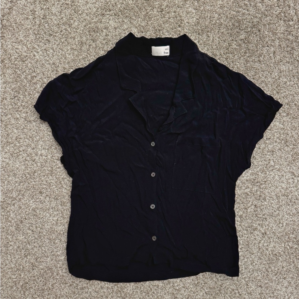 Aritzia Black Button-Up Top